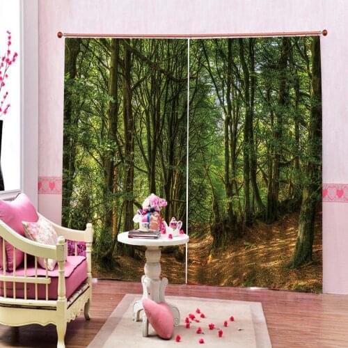 Green forest curtains Customized 3D Blackout Curtains Living Room Bedroom Hotel Window curtains Blackout curtain