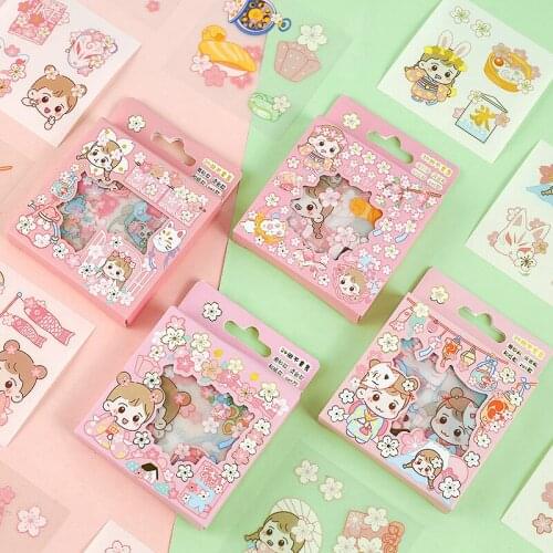 Random 1 Box 24 Patterns Chestnut Jun Sakura Decoration Sticker Plants Flowers Japanese Kawaii Scrapbooking Deco Stickers
