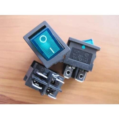 2pcs 3D pritner accessories 4 feet with light boat type switchboard switch KCD1-104N green 220V