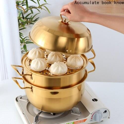 3 layers Steamer Pot Stainless Steel Cookware Cooking Pots Boiler Tools Soup Pot Cooking Pots for Cooker Gas Stove Easy to clean