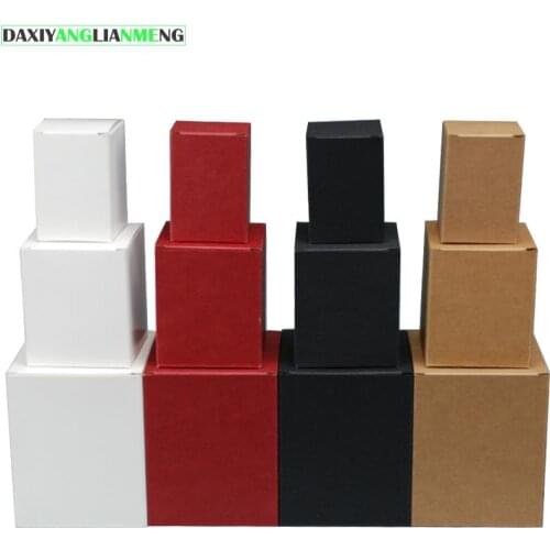 50pcs/lot 20sizes Brown/White/Black Kraft Paper Gift Box 10x8x6cm for Cosmetic Bottle/valves tubes Craft Candle Packing Boxes