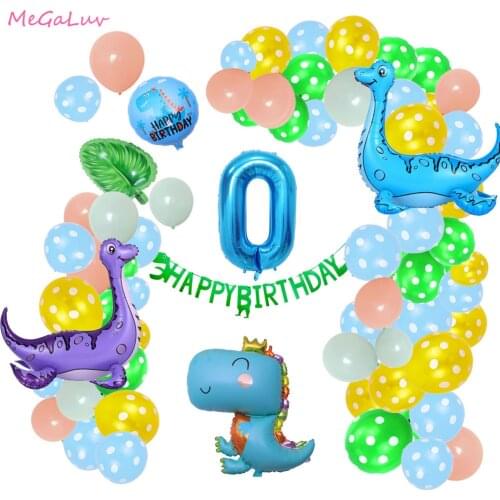 97pcs Dinosaur Cartoon Jungle Animal Birthday Balloons Number Balloons Birthday Party Decorations Baby Shower Supplies Globes