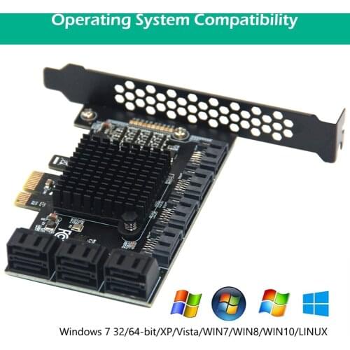 SATA PCIE 1X Adapter 6/10 Ports PCIE X4 X8 X16 to SATA 3.0 6Gbps Interface Rate Riser Expansion Card for Desktop PC Computer Con