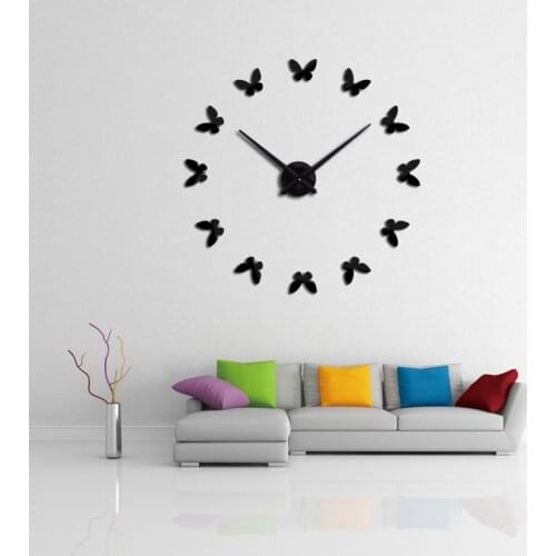 Living room accessories 3d Wall Clock Design Acrylic Mirror Clocks Stickers Large Decorative House Clock On The Wall