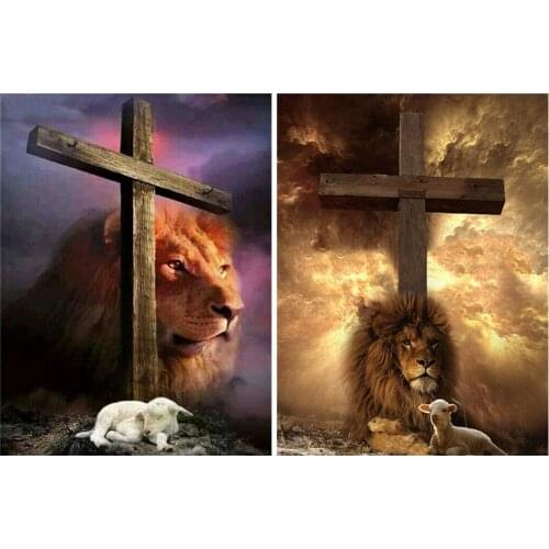 New 5D Diamond Painting Religion Christian Full DIY Diamond Embroidery Animal Lion Pictures Of Rhinestones Mosaic Decoration