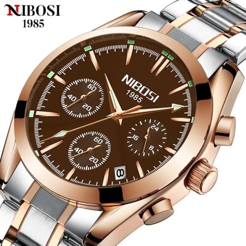 NIBOSI Fashion Men Watches Waterproof Chronograph Military Sport Male Clock Wristwatches Top Luxury Watch Relogio Masculino