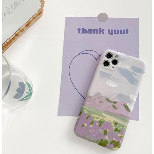 Retro Art Oil Painting Landscape Flowers Phone Case For iPhone 11 Pro Max Xr Xs Max X 7 7 Plus 8 Plus Cases Soft Silicone Cover