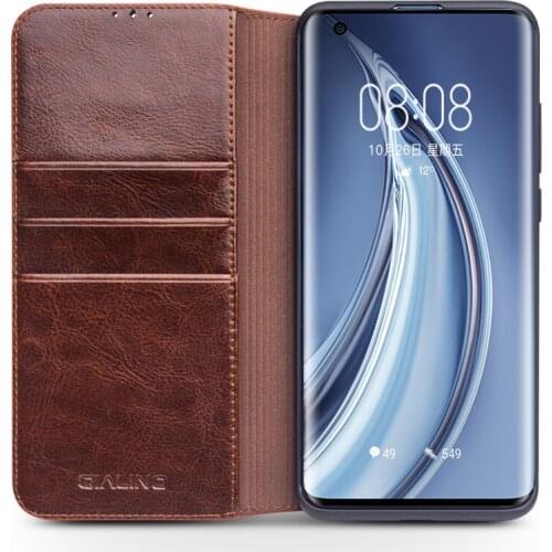 Qialino Genuine Leather Card Slot Flip Case For Xiaomi Mi 10 Fashion Vintage Full Protection Phone Cover For Xiaomi 10