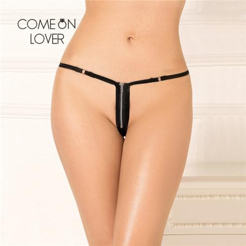 PE5126 Comeonlover New sexy women thongs and g strings special design erotic plus size women underwear black zip front panties