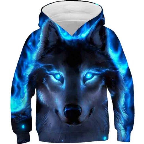 Shiny Wolf Animals New Fashion Boys Girls Hoodies 3D Printed Autumn and winter Sweatshirt for Children Hoodies Cartoon Hoodie