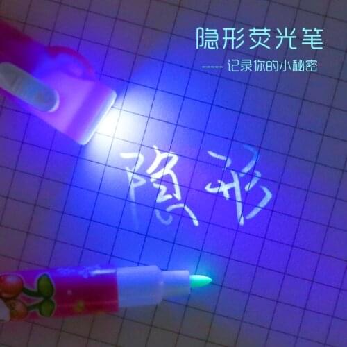 Fun Stealth fluorescent marker pen with LED lamp UV colorless Mark Magic student anti-counterfeiting secret pen
