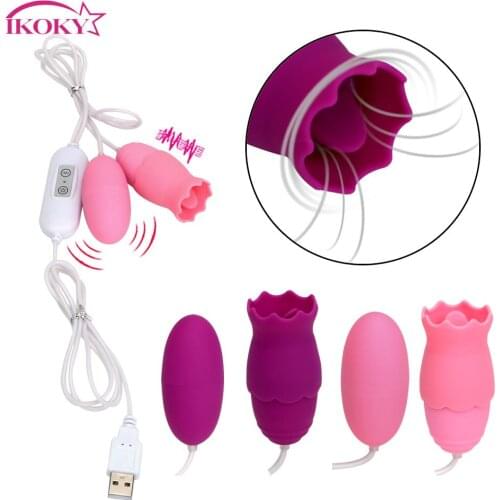 IKOKY Tongue Vibrators Female Masturbation Vibrator Erotic 11 Mode G-spot Oral Clitoris Stimulator USB Sex Toys