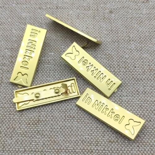 Custom Clothing Metal Labels For Jeans Metal Logo Clothes Zinc Alloy Tags Woven Bag Customized Brand Logo Metal Mark Gift Label