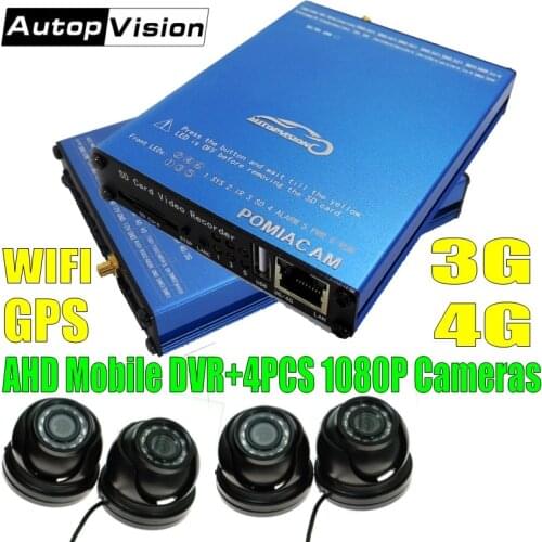 DHL Free AHD 1080P 4CH 4G Vehicle Mobile DVR SD Card DVR Bus Car CCTV Video Surveillance System with WIFI GPS tracking SDVR104