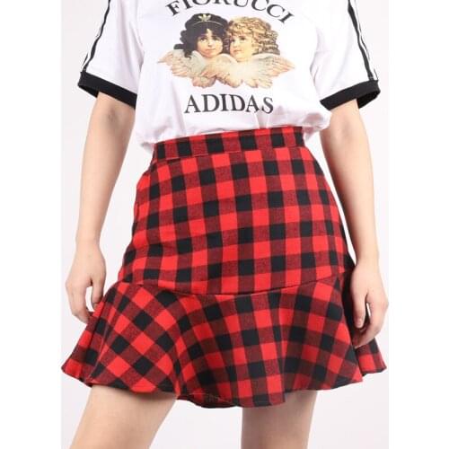 Girls Plaid Skirt Childrens Ruffle Skirt Teen Girl Cotton Plaid Skirt Elastic High Waist Girl Clothes School Children Clothing