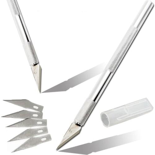 6pc Blades Metal Cutting Knife Non-slip Engraving Knife Metal Vegetable Fruit Scalpel Knife Tool Fondant Cake Baking Pastry Tool
