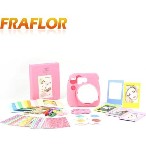 7 in 1 Accessories Kit for Fujifilm Instax Mini 8/8+/9 with Camera Silicone Case/Album/Selfie Mirror/Filter/Album/Photo Frame