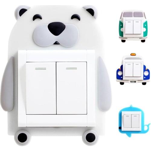 Wall Stickers For Kids Rooms Cover Cartoon Room Decor 3D Wall Silicone On-off Switch Luminous Light Switch Outlet Wall Sticker
