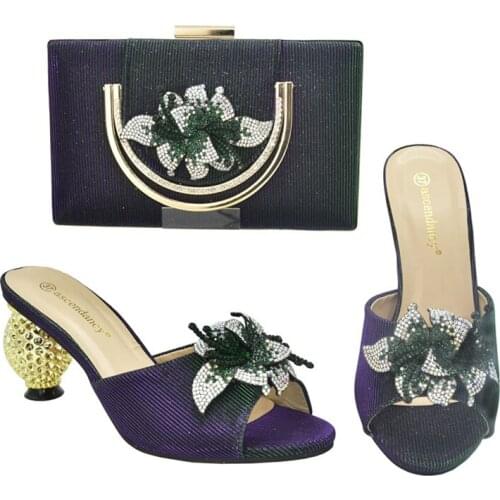 Latest Italian Ladies Shoes and Bags To Match Set Decorated with Rhinestone Nigerian Shoes and Matching Bags Party Shoes and Bag
