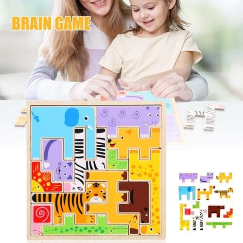 New Wooden Puzzle Toys For Kids 3d Animal Set Colorful Learning Educational Blocks Childrens Preschool Toy Montessori