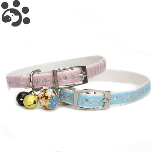 Breakaway Cat Collar with Bell Solid Nylon Flower Red Dog Collars Leather for Small Dogs Puppy Bowknot for Pet Supllies MP0048