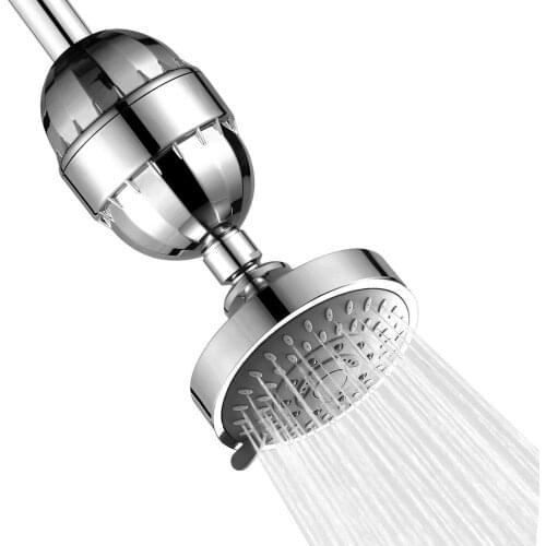 Plastic Shower Head and 15 Stage Shower Filter Combo - Purifies Water Revitalizes Your Body - Improve Shower Experience
