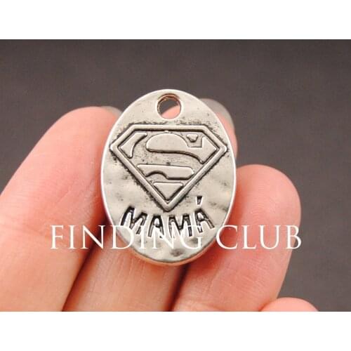 20 pcs Tibetan Silver Color Zinc Alloy Super MAMA Charm Pendant DIY Metal Bracelet Necklace Jewelry Findings A785