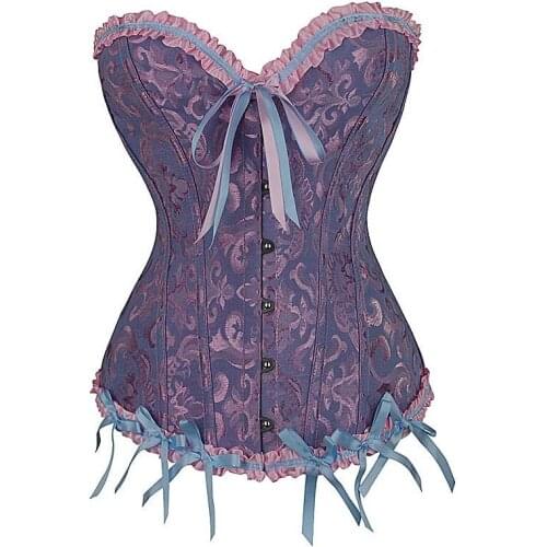 Sexy Satin Bone Lace Up Steampunk Corset and Bustiers Plus Size Corset for Womens Overbust Slim Corset Straples Party Corselet