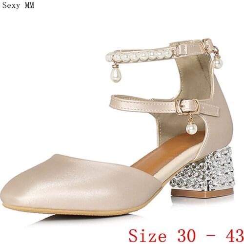 Pumps Women Oxfords Career D'Orsay Shoes Med High Heels Woman Med High Heel Shoes Small Plus Size 30 31 32 33 - 40 41 42 43