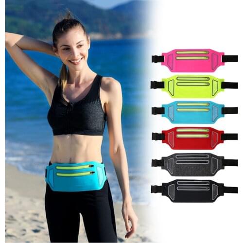Outdoor Sports pockets ultra-thin invisible waist bag double zipper fitness Run phone waterproof Gym men\women Running belt bags