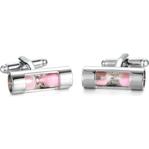High quality fashion jewelry brand mens shirts Cufflinks pink hourglass design new style luxury French Cufflinks