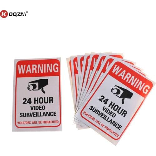 10pcs/lot Waterproof Sunscreen PVC Home CCTV Video Surveillance Security Camera Alarm Sticker Warning Decal Signs Sticker