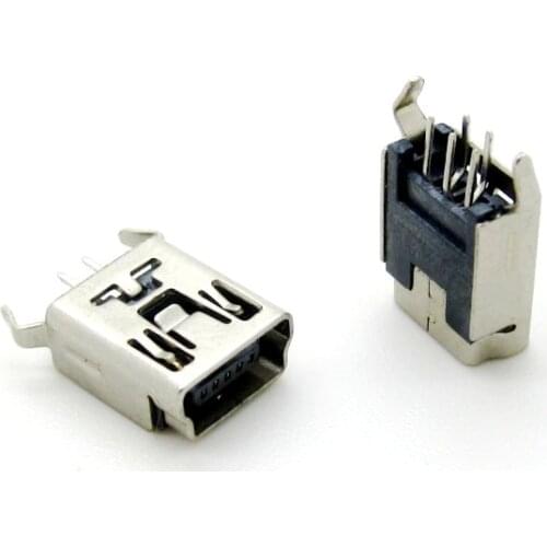 10PCS Mini USB Type B Female 5 Pin DIP 2 pin Vertical Leg PCB Socket Connector