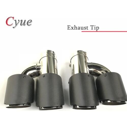 2PCS H Model Matt Carbon fibre Stainless steel Universal DUAL Automobile exhaust pipe Muffler Car accessories Exhaust tip