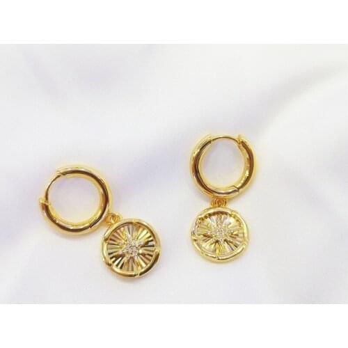 2021 women geometric round simple star inlaid zircon earrings