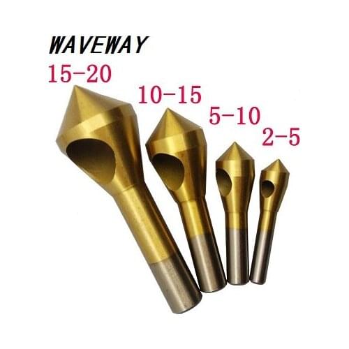 4pcs/ Set Titanium Countersink Deburring Drill Taper Hole Cutter Steel/Aluminum Countersunk Head Chamfering Tools 2-5-10-15-20