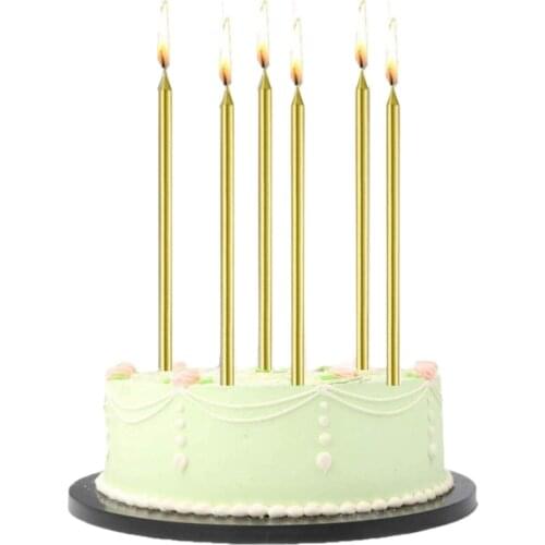 6pcs/set Classic long stick candle for candlelight gold Smokeless silver candlestick wedding party home decor favor supplies