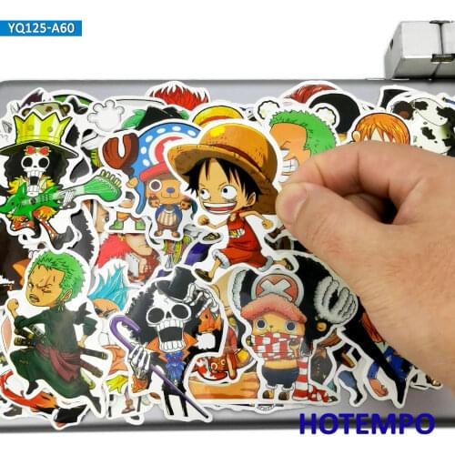 60pcs Japan Anime One Piece Luffy Zoro Nami Chopper TV Cartoon Stickers for Kids Mobile Phone Laptop Luggage Case Comic Stickers