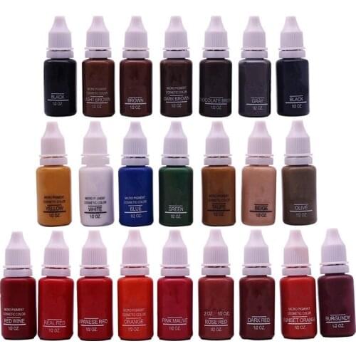 Free Shipping 1 Bottles 15ml/Bottle Tattoo Ink For Eyebrow Makeup Pigment Permanent Makeup Ink 23 Colors Can Be Choose