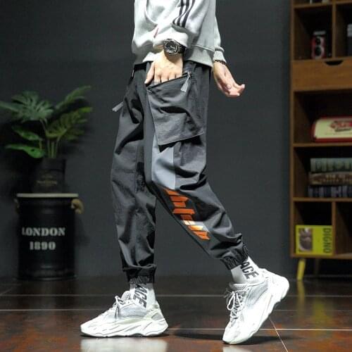 Spring Summer Big Pockets Casual Cargo Pants Men Black White Streetwear Jogger Trousers Male Loose Sweatpants 5XL