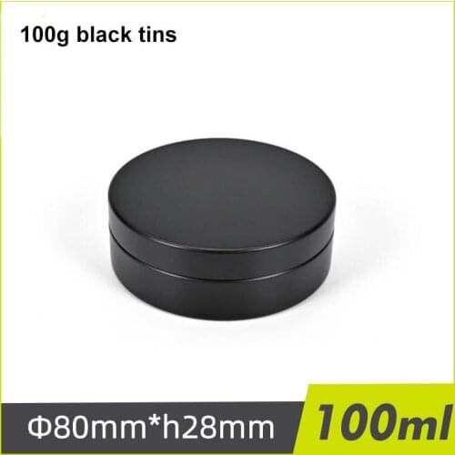30pcs/lot 100g Black Round Aluminum Jar Box Metal Tin Cans Storage 100ml Cosmetic Cream DIY Refillable Jar