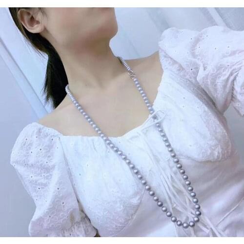 Long simple natural pearl necklace female elegant luxury party high jewelry birthday gift necklace