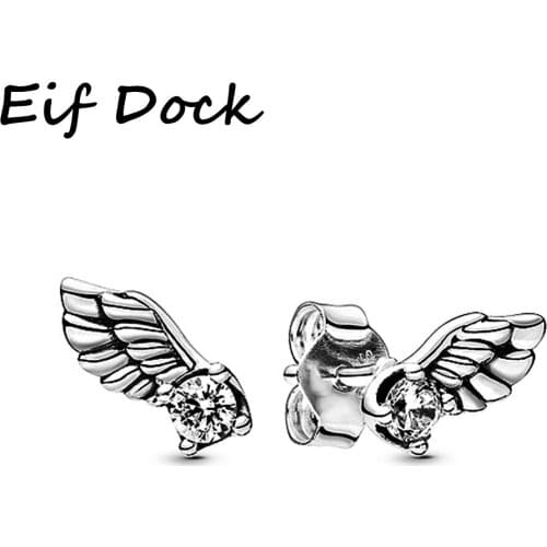 Eif Dock Silver Feather Color Fairy Wings Stud Earrings Silver for Women Fashion Engagement Anniversary Jewelry Christmas Gift
