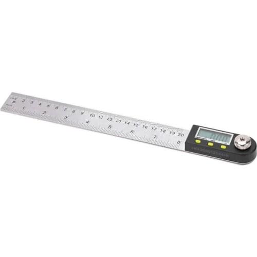 Electronic Protractor Linear Scale Digital Angle Finder LED Display Stainless Steel Imperial 360° Measurer 200mm Level