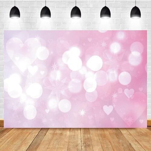 Laeacco Love Snowflake Light Bokeh Pink Birthday Party Portrait Custom Photography Backdrop Photo Background For Photo Studio