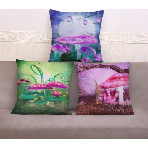 Gothic Magic Scenic Mushroom Cushion Cover Super Soft Short Plush Pillowcase 45*45 Throw Pillows Covers Home Decor Pillow Case