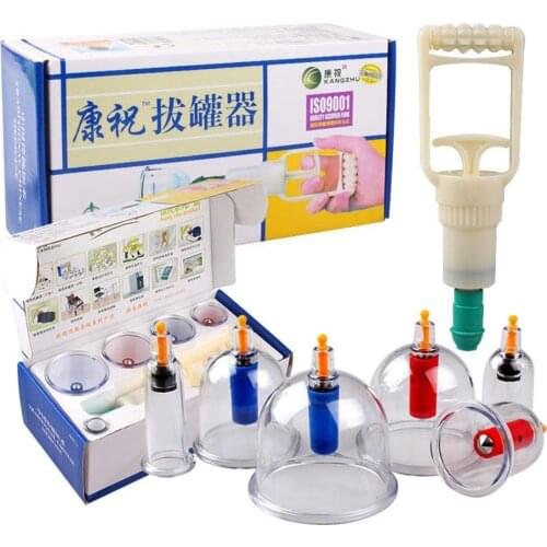 JYTOPHUNTER 6Pcs Massage Cans Chinese Cupping Therapy Cans Opener Pull Vacuum Cupping Massage Cups Banks Tank Set Care Tool