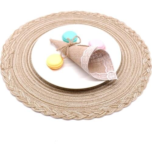 Round Placemat Kitchen PP Dining Table Mats for Drink Cup Coffee Mat Coasters For Home Wedding Party Table Decor 38cm