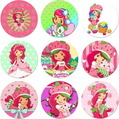 Cartoon Strawberry Shortcake Luxury Icons Pins Badge Decoration Brooches Metal Badges For Clothes Backpack Decoration 58mm