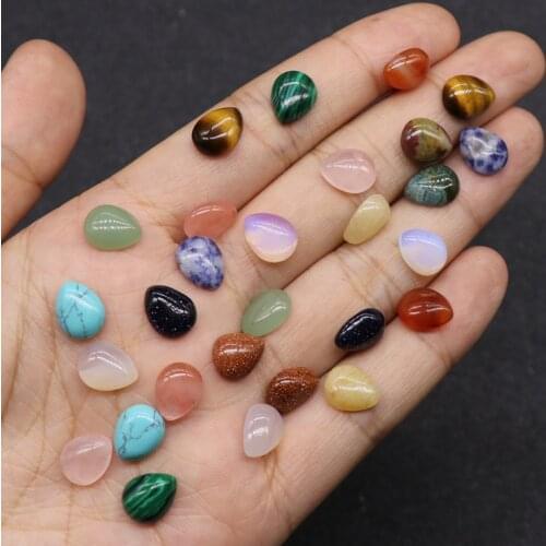 1pc 8x10mm Mini Teardrop Agates Opal No Hole Beads Water Natural Quartz Carnelian Stone Jewelry Accessories DIY Findings Beads